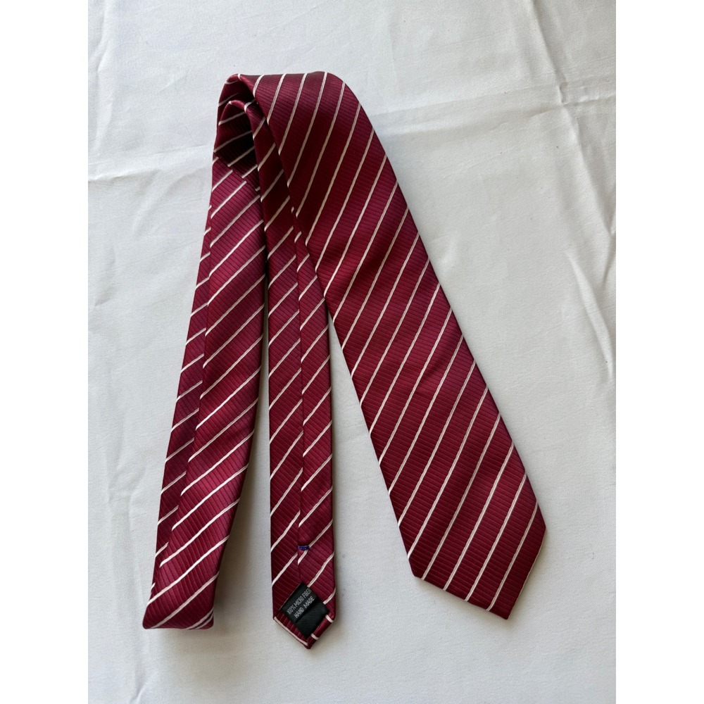 Scott Allan Collection Striped Necktie - Burgundy Red, Microfiber, Handmade